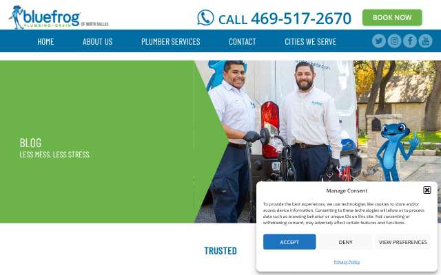 bluefrog Plumbing + Drain's page as the assistant saw it