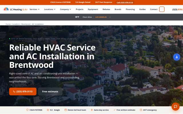 LC Heating & Air's page as the assistant saw it
