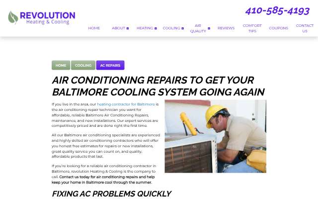 Revolutionary Air (Revo HVAC)'s page as the assistant saw it
