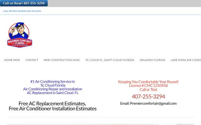 Premier Comfort of Florida LLC's page as the assistant saw it