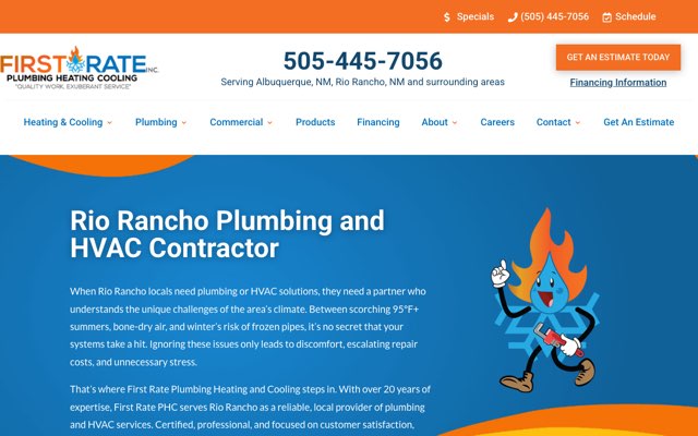 Page cited for First Rate Plumbing Heating & Cooling