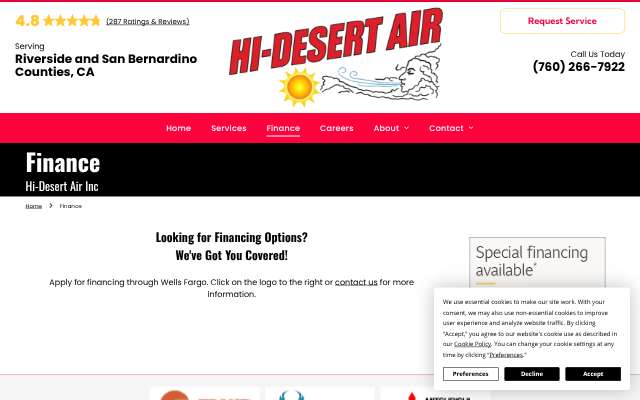 Hi-Desert Air Inc.'s page as the assistant saw it