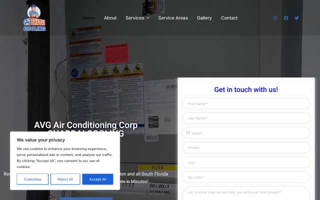 AVG Air Conditioning Corp's page as the assistant saw it