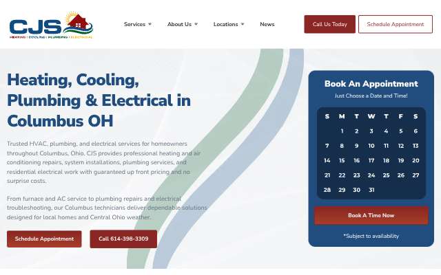 CJS Heating, Cooling, Plumbing & Electrical's page as the assistant saw it