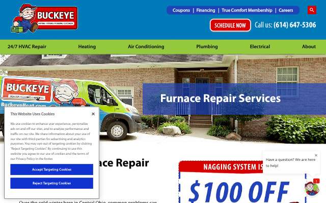 Buckeye Heating, Cooling, Plumbing & Electrical's page as the assistant saw it