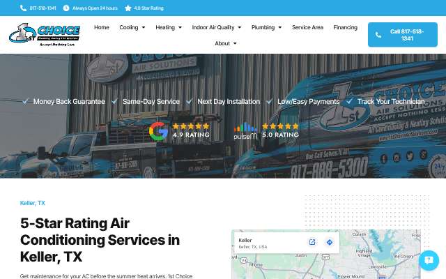 1st Choice Plumbing, Heating & Air Solutions's page as the assistant saw it