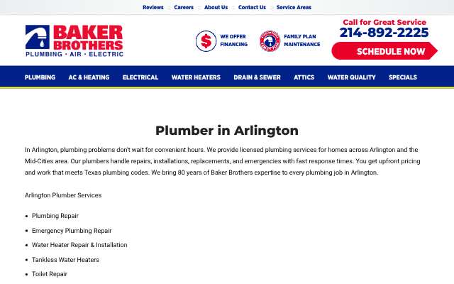 Baker Brothers's page as the assistant saw it