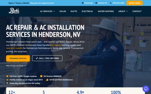 Bob's Repair's page as the assistant saw it