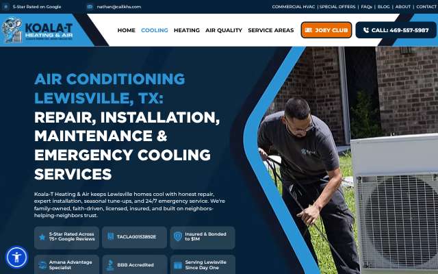 Koala-T Heating & Air's page as the assistant saw it