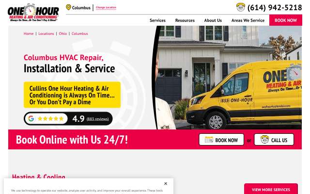 Cullins One Hour Heating & Air Conditioning's page as the assistant saw it