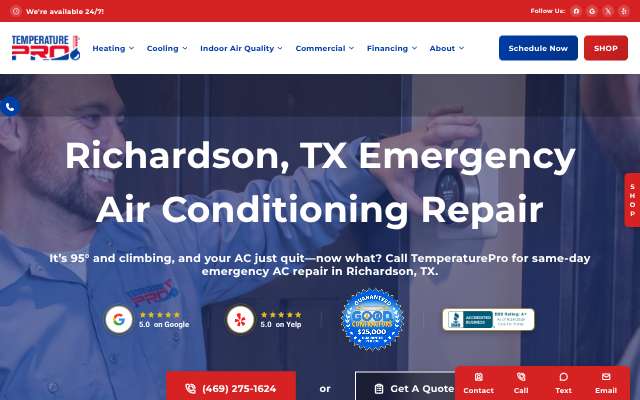 TemperaturePro Richardson's page as the assistant saw it