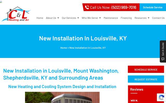 C & L Heating & Air's page as the assistant saw it