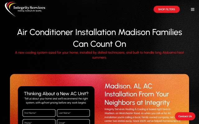 Integrity Services Heating & Cooling's page as the assistant saw it