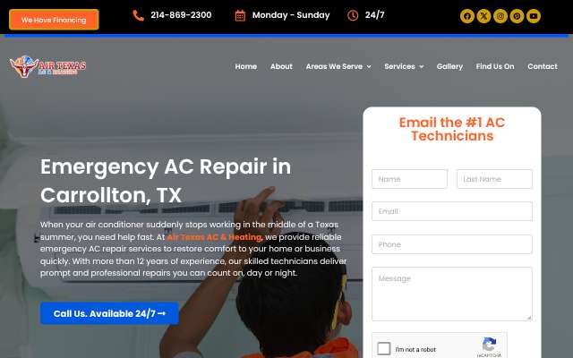 Air Texas A/C & Heating's page as the assistant saw it