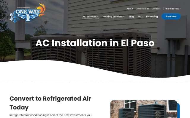 One Way Heating and Cooling's page as the assistant saw it