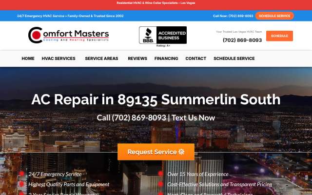 Comfort Masters's page as the assistant saw it