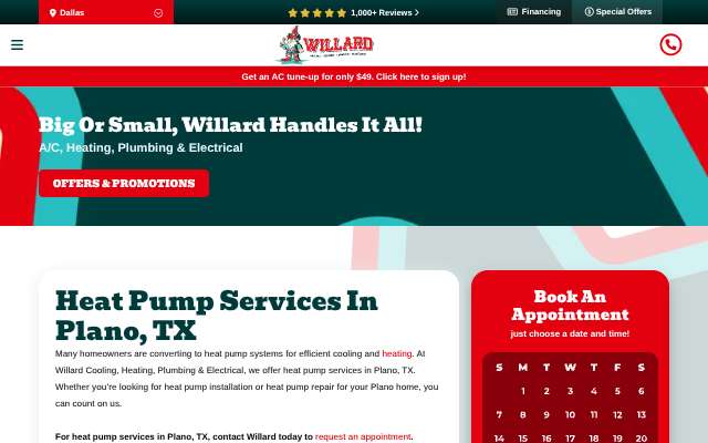 Willard Cooling, Heating, Plumbing & Electrical's page as the assistant saw it