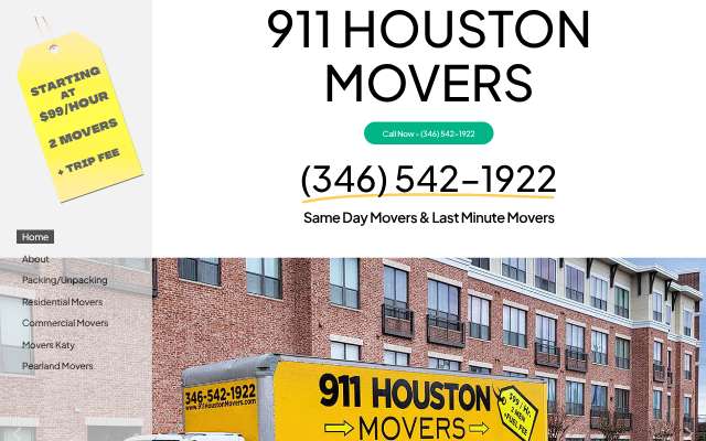 911 Houston Movers's page as the assistant saw it