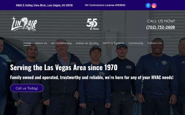 Lin-Air Installation Co.'s page as the assistant saw it