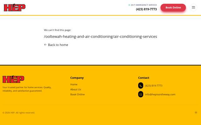 HEP's page as the assistant saw it