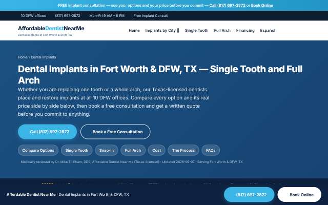 Affordable Dentist Near Me - Fort Worth's page as the assistant saw it
