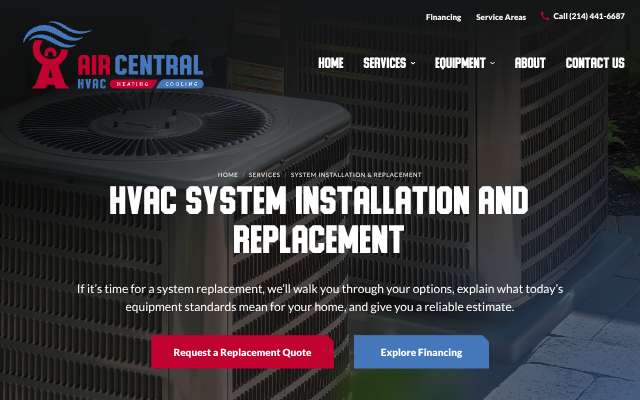 Air Central HVAC's page as the assistant saw it