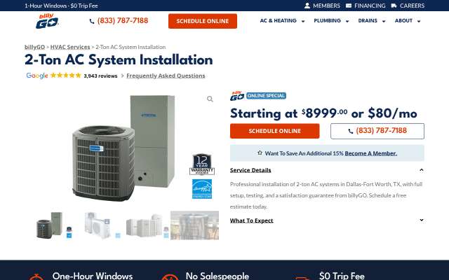 Page cited for billyGO Air Conditioning & Plumbing