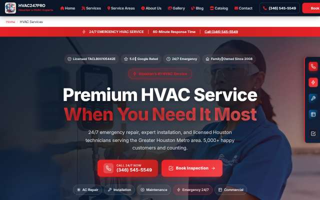 HVAC247PRO's page as the assistant saw it