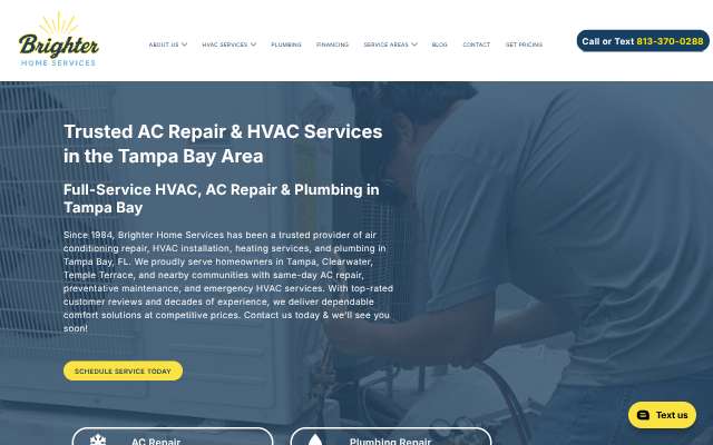 Brighter Home Services's page as the assistant saw it