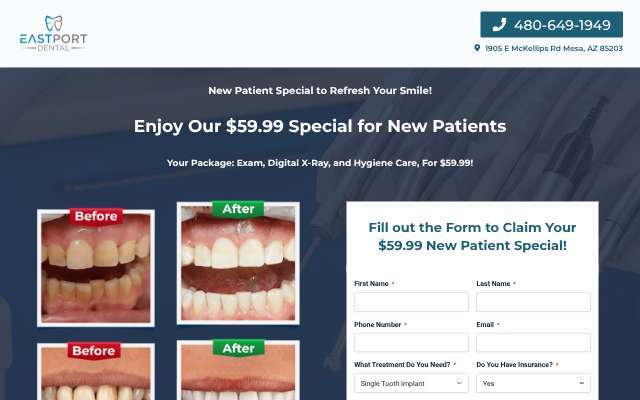 Eastport Dental AZ's page as the assistant saw it