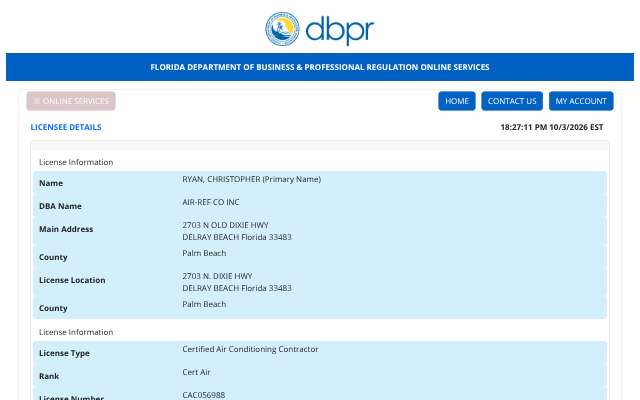 Air-Ref Co., Inc.'s page as the assistant saw it