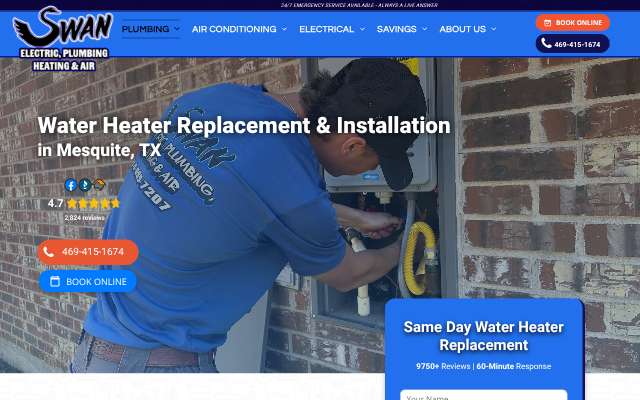 Swan Electric, Plumbing, Heating & Air's page as the assistant saw it