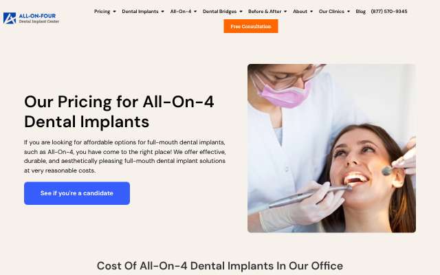 All On Four Dental Implant Centers's page as the assistant saw it