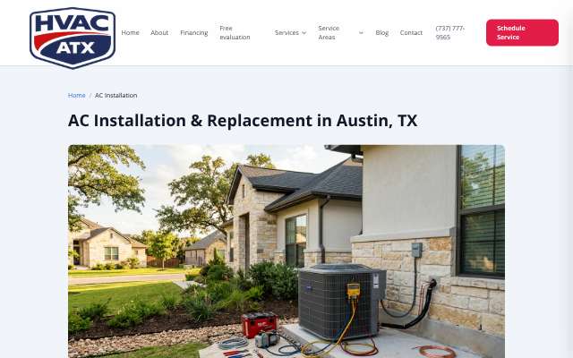 HVAC ATX's page as the assistant saw it
