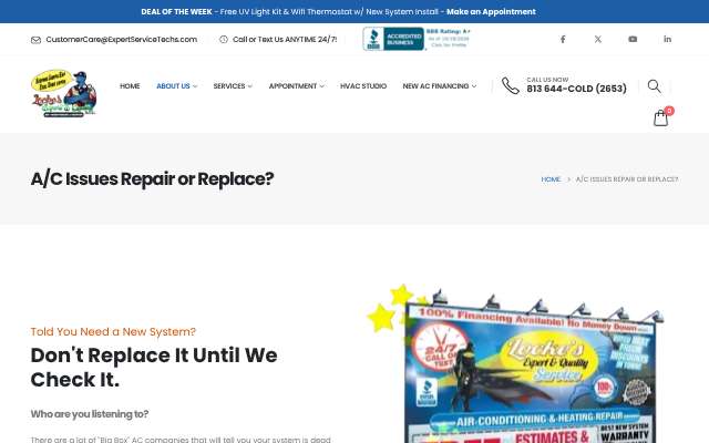 Locke's Expert & Quality Service's page as the assistant saw it