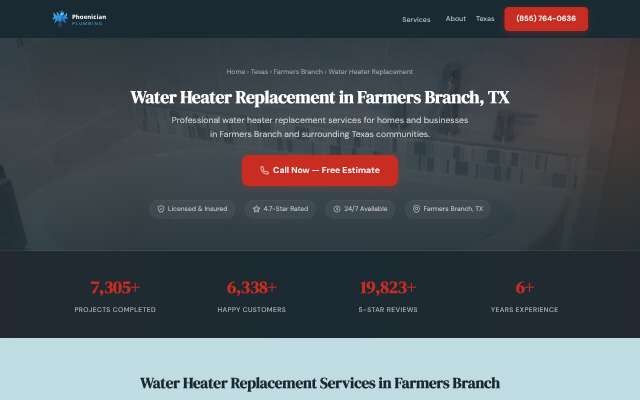 Phoenician Plumbing's page as the assistant saw it