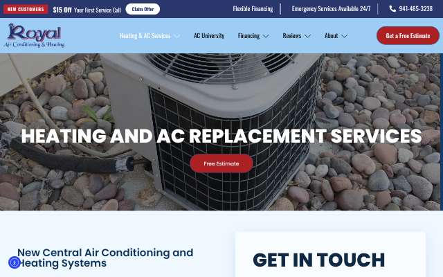 Royal Air Conditioning's page as the assistant saw it