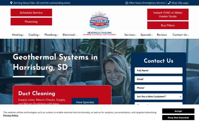 Waterbury Heating & Cooling's page as the assistant saw it