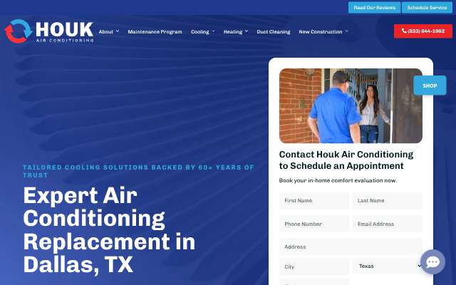 Houk Air Conditioning's page as the assistant saw it