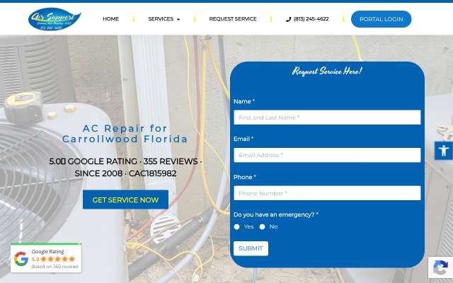 Page cited for Air Support Cooling & Heating