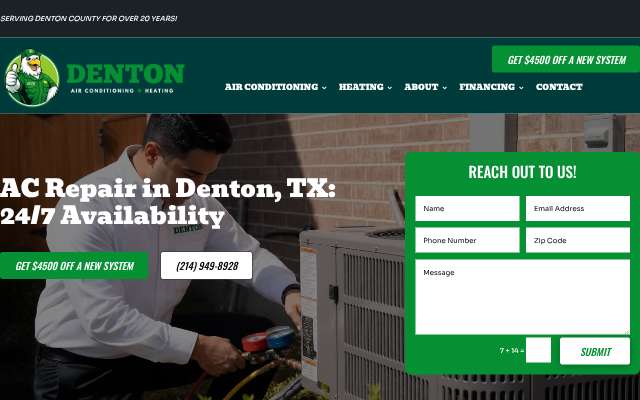Denton Air Conditioning & Heat's page as the assistant saw it