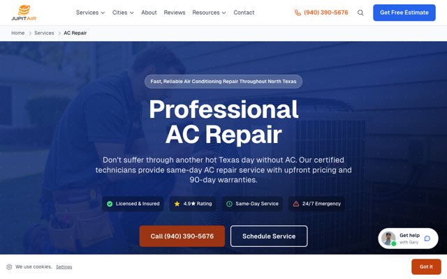 Page cited for Jupitair HVAC