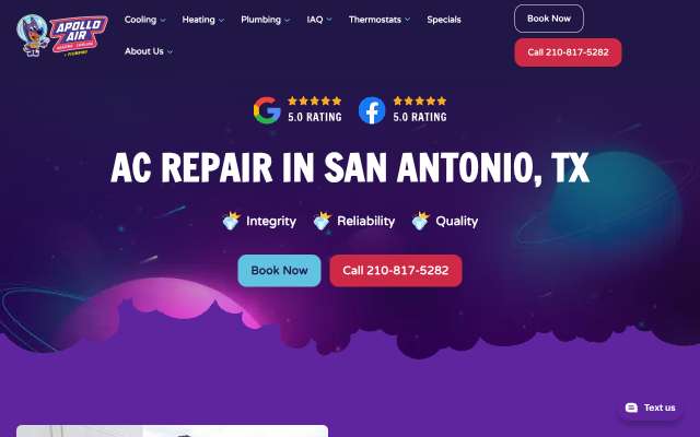 Apollo Air Heating & Cooling's page as the assistant saw it