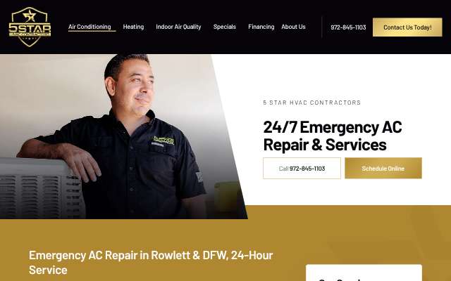 5 Star HVAC Contractors's page as the assistant saw it