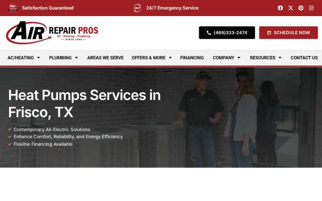 Air Repair Pros's page as the assistant saw it
