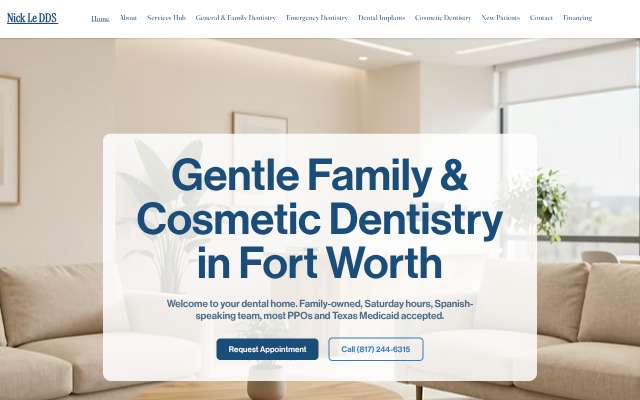 Page cited for Nick Le DDS (Dr. Nick Le), 8620 Calmont Ave, Fort Worth, TX 76116