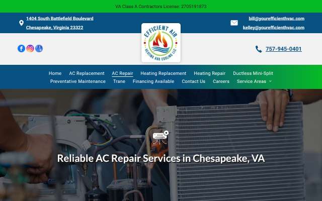 Efficient Air Heating and Cooling LLC's page as the assistant saw it