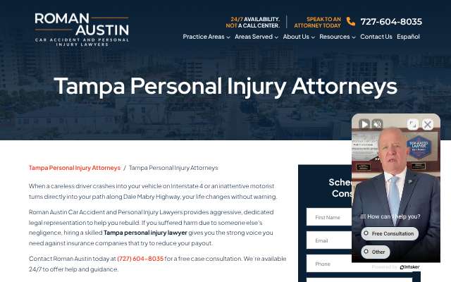 Roman Austin Car Accident and Personal Injury Lawyers's page as the assistant saw it