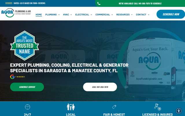 Aqua Plumbing & Air's page as the assistant saw it