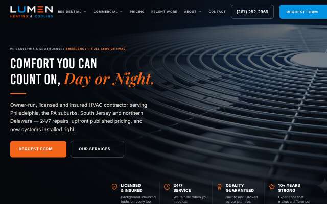 Lumen HVAC's page as the assistant saw it
